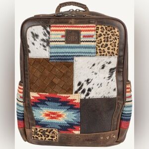 STS Ranchwear Patchwork Backpack - Brown and Blue